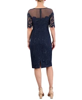 Eliza J Petite Illusion Lace Sheath Dress