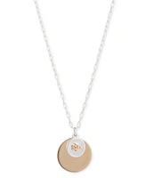 Lauren Ralph Lauren Two-Tone Logo Disc Pendant Necklace, 16" + 3" extender