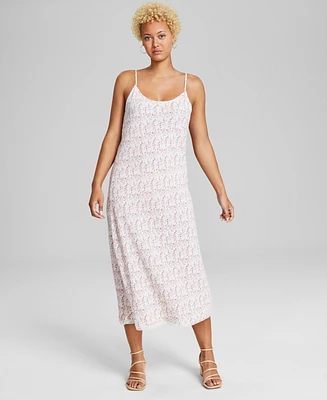 And Now This Women's Floral-Print Lace-Trim Midi Dress, Created for Macy's