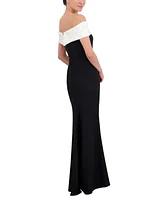 Eliza J Petite Studded Off-The-Shoulder Gown