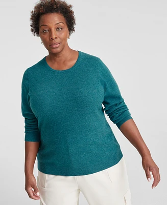 Charter Club Plus 100% Cashmere Crewneck Sweater, Created for Macy's