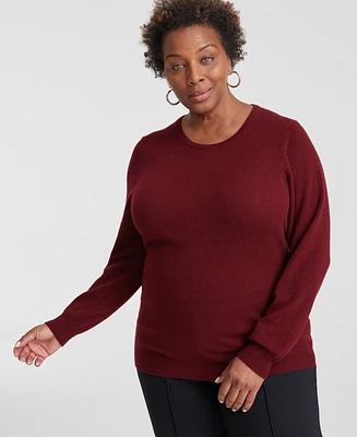 Charter Club Plus Size 100% Cashmere Crewneck Sweater, Created for Macy's