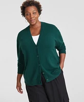 Charter Club Plus Size 100% Cashmere Button Front Cardigan, Created for Macy's