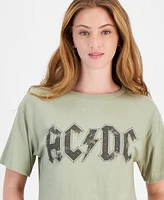 Love Tribe Juniors' Acdc Cotton Crop Crewneck Tee