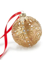 Holiday Lane Shine Bright Gold Floral Round Ornament, Exclusively at Macy's