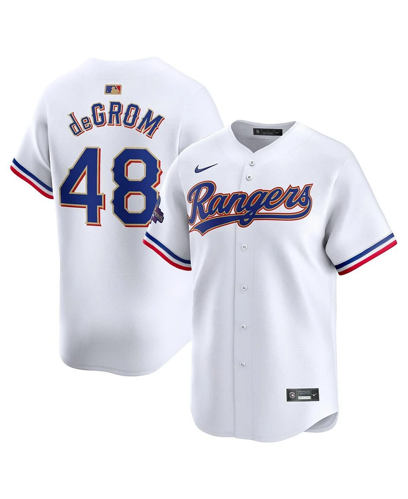 Nike Men's Jacob deGrom White Texas Rangers 2024 Gold Collection Limited Player Jersey