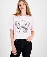 Rebellious One Juniors' Butterfly-Graphic Cotton Crewneck T-Shirt