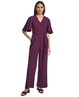 Calvin Klein Women's Flutter-Sleeve Wide-Leg Jumpsuit