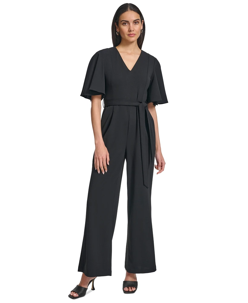 Calvin Klein Women's Flutter-Sleeve Wide-Leg Jumpsuit