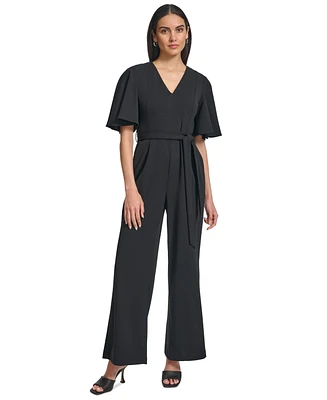 Calvin Klein Women's Flutter-Sleeve Wide-Leg Jumpsuit