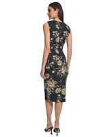 Calvin Klein Women's Floral Front-Slit Midi Dress