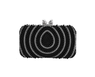Nina Beaded and Crystal Minaudiere with Double Heart Clasp