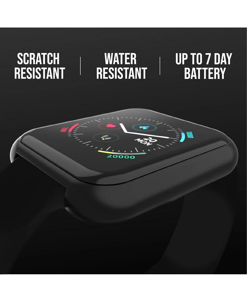 iTouch Air 3 Unisex Black Silicone Strap Smartwatch 44mm with Black Amp Plus Wireless Earbuds Bundle