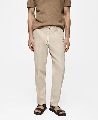 Mango Men's Linen-Blend Slim-Fit Drawstring Pants