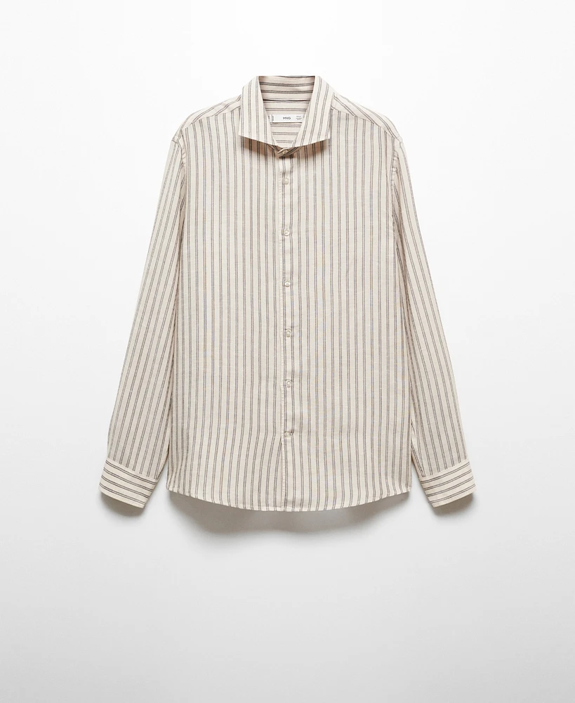 Mango Men's Regular-Fit Striped Linen Shirt