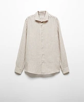 Mango Men's Regular-Fit Striped Linen Shirt