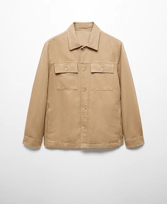 Mango Men's Pocket Linen Cotton Jacket