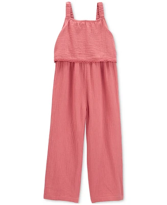 Carter's Little Girls and Big Girls Layered Gauze Jumpsuit