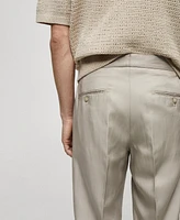 Mango Men's Linen Blend Pleated Trousers