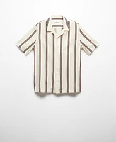 Mango Men's Striped Bowling Fluid Shirt