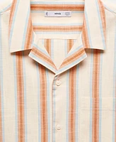 Mango Men's Regular Fit Striped Print Shirt