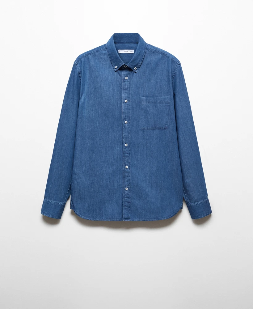 Mango Men's Classic-Fit Chambray Cotton Shirt