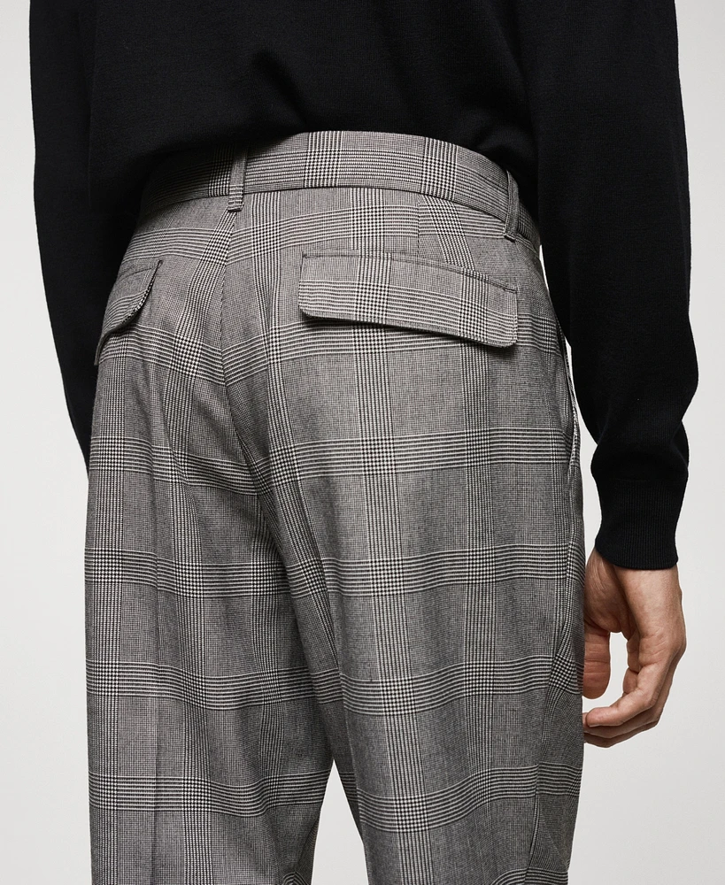 Mango Men's Check Pleated Pants