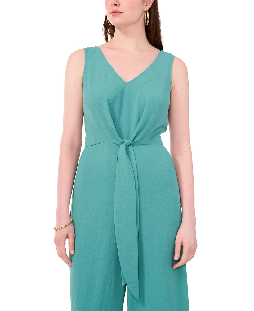 Vince Camuto Women's Sleeveless V-Neck Tie-Waist Jumpsuit