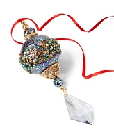 Holiday Lane Jewel Tones Blue and Purple Beaded Drop Ornament, Created for Macy's