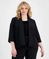 Kasper Plus Open-Front Soft Blazer