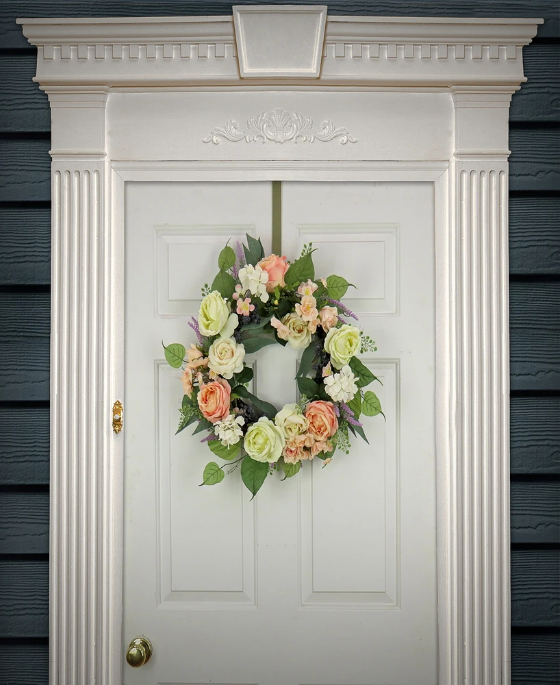 National Tree Company 24 Rose and Peony Flowers Wreath