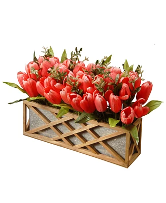 National Tree Company 20 Planter with Pink Tulips