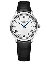 Raymond Weil Women's Swiss Toccata Black Leather Strap Watch 39mm