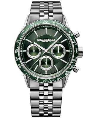 Raymond Weil Men's Swiss Automatic Chronograph Freelancer Stainless Steel Bracelet Watch 44mm
