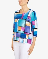 Alfred Dunner Women's Colorblock Square Neck Top
