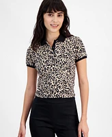 Hugo Women's Delgiude Leopard-Print Polo Shirt