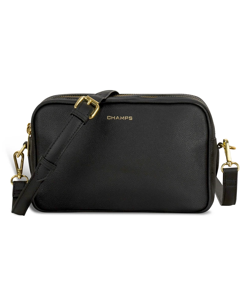 Champs Leather Double-Zip Shoulder Bag