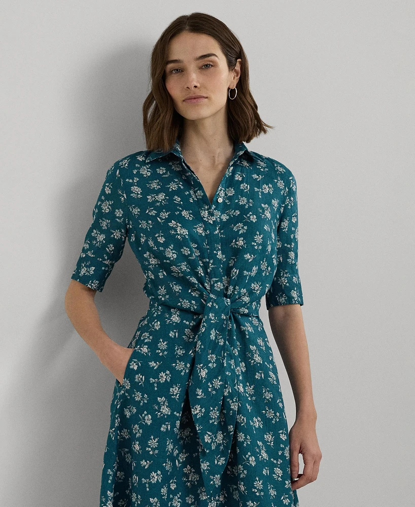 Lauren Ralph Women's Linen Floral Shirtdress, Regular & Petite
