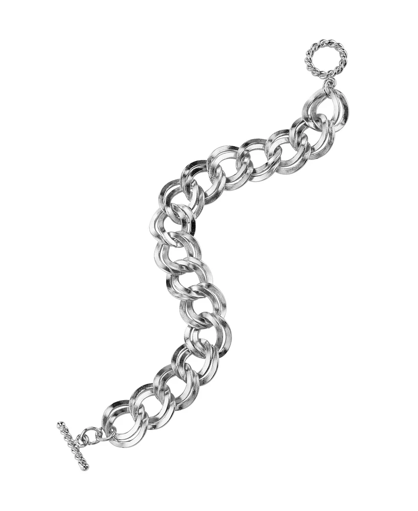 2028 Silver-tone Curb Link Chain Toggle Bracelet