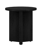 Hudson & Canal Anders 20" Wide Round Side Table in Black Grain