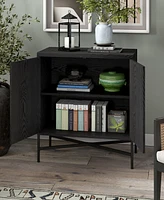 Hudson & Canal Brighton 28" Wide Rectangular Accent Cabinet in Black Grain