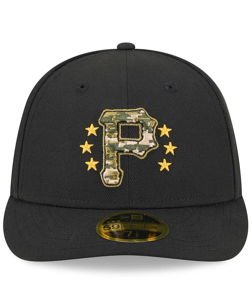 New Era Men's Black Pittsburgh Pirates 2024 Armed Forces Day Low Profile 59FIFTY Fitted Hat