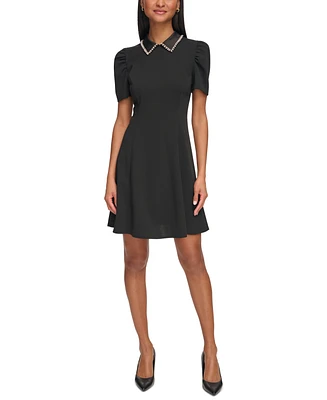 Karl Lagerfeld Paris Women's Embellished-Collar Dress