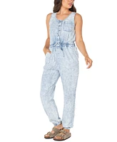 Celebrity Pink Juniors' Cotton Denim Drawstring-Waist Jumpsuit