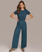 Donna Karan Women's Crinkle Wide Leg Pants