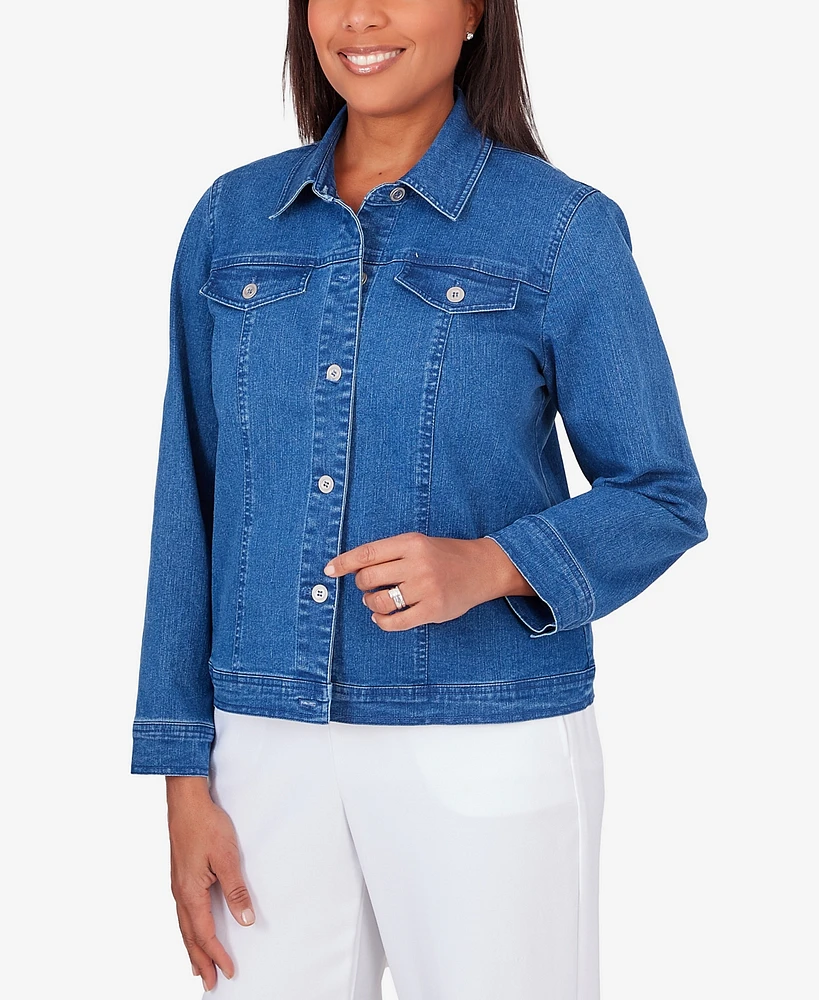 Alfred Dunner Petite Classic Fit Denim Jacket