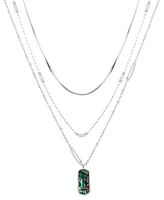 Unwritten Abalone Tag Herringbone Layered Necklace Set