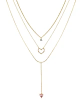 Unwritten Cubic Zirconia Heart Y-Neck Layered Necklace Set