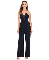 Betsy & Adam Petite Strapless Tuxedo Jumpsuit