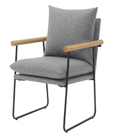 Office Star Dutton Armchair in Charcoal Fabric with Natural Arms and Black Sled Base